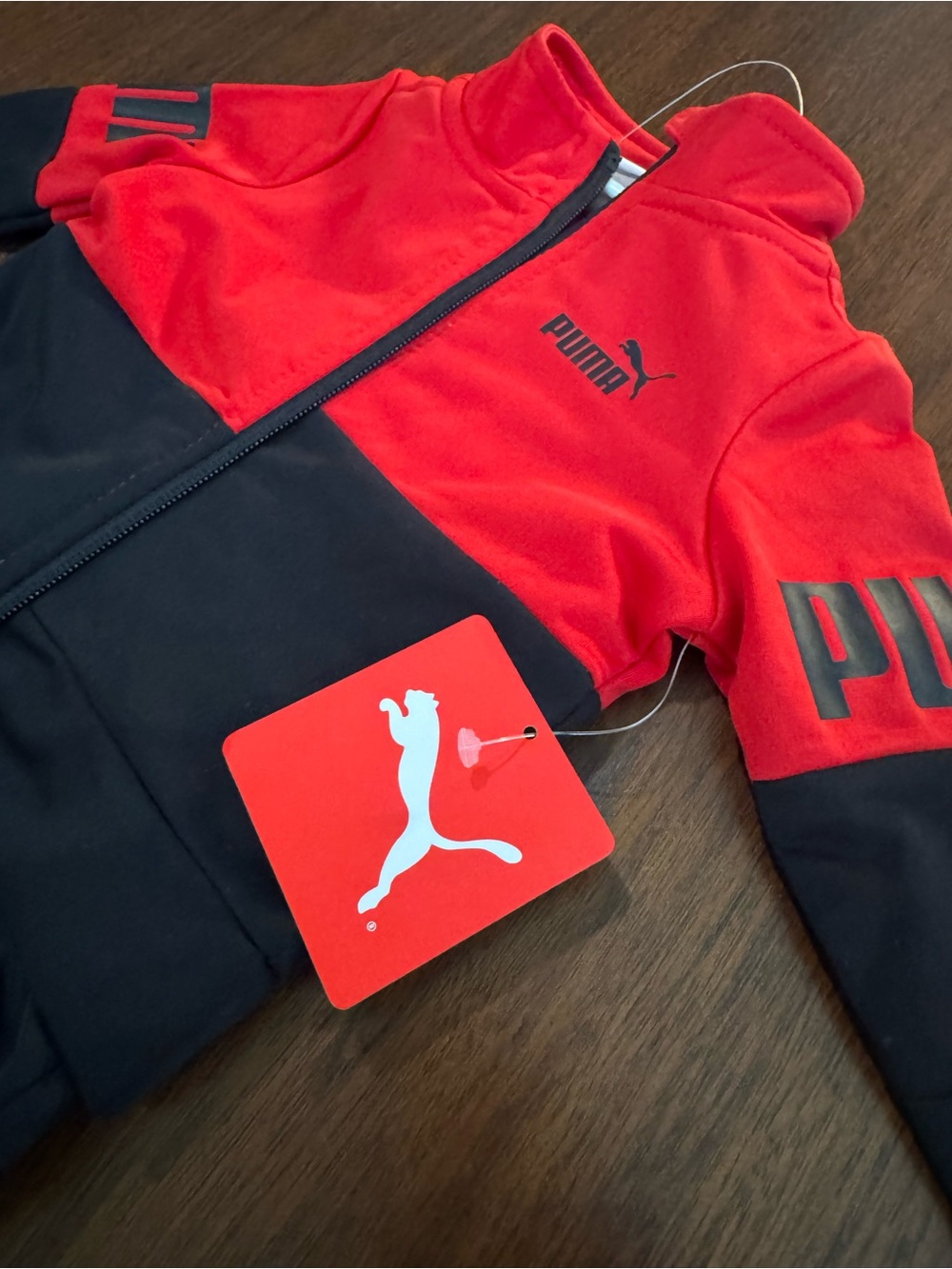 Puma Kids Red and Black Colorblock Sweatpants Set - Picture 4 of 5
